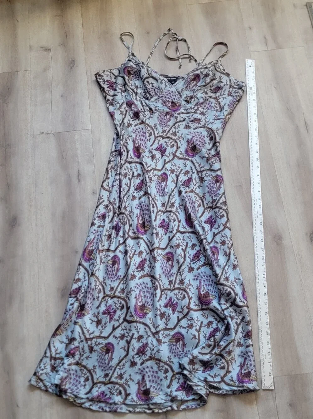 VTG Tristan & Iseut 100% Silk Beaded Peacock Butterfly Dress Size 14 Whimsigoth - Picture 3 of 5